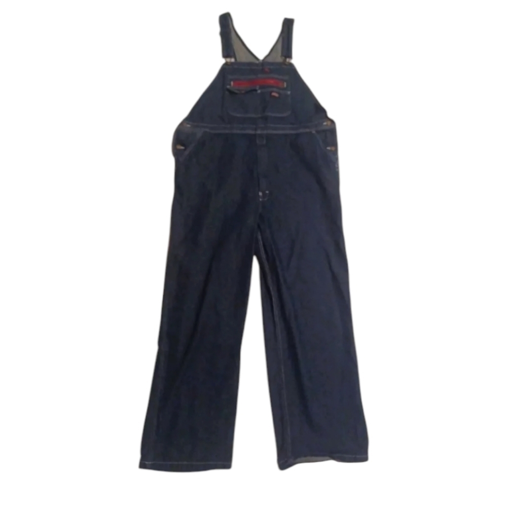 Dickies denim Blue bib overalls Relaxed Fit Front   Pockets EUC sz L - Picture 3 of 10